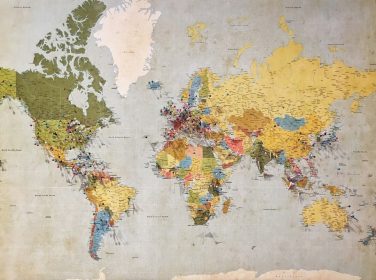 Peta dunia sebagai ilustrasi regulasi perjudian internasional